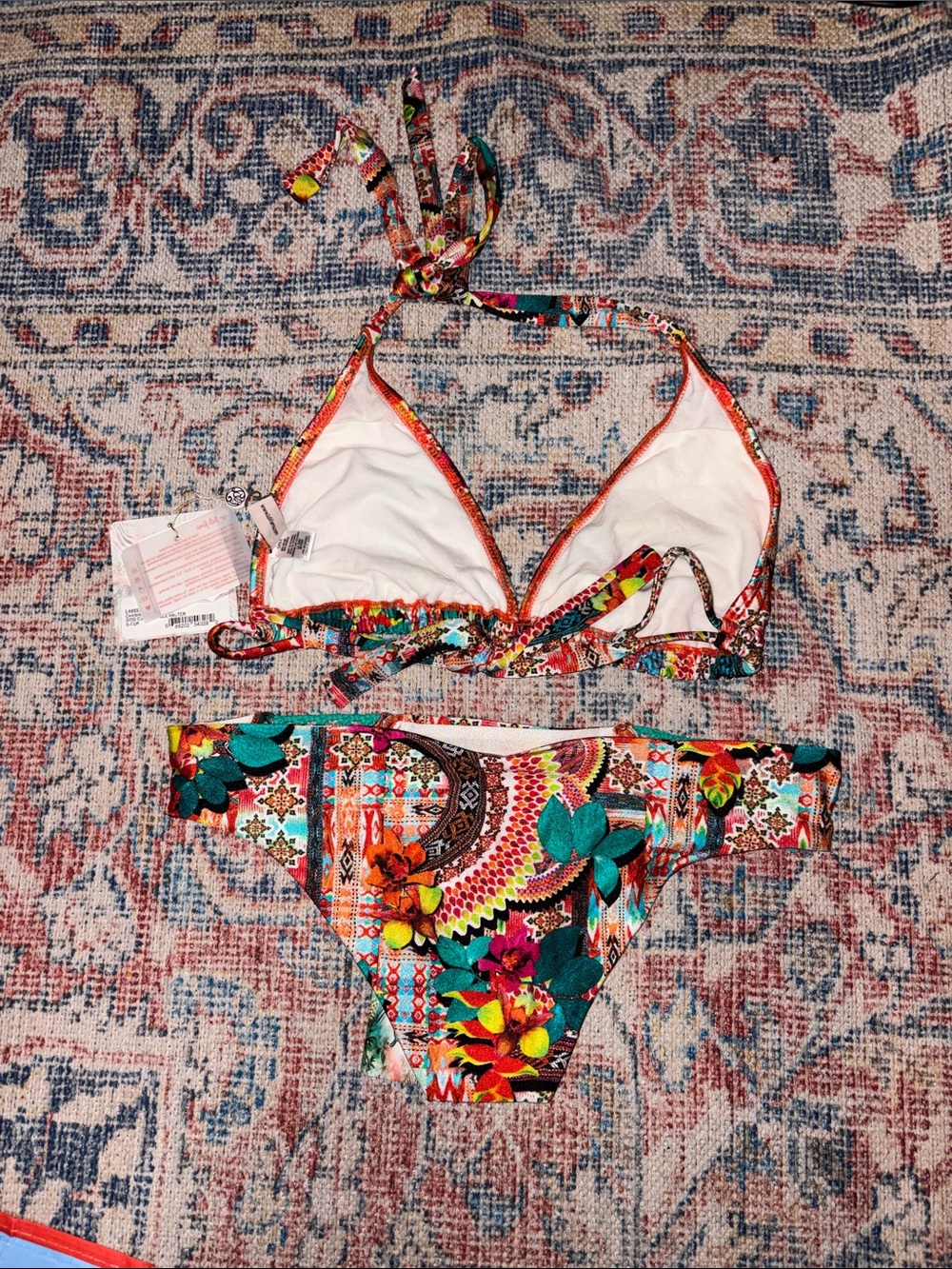 Luli Fama Chasing Waterfalls Halter Bikini Top SZ D Cup, Matching Bottoms L NWT - Picture 2 of 3